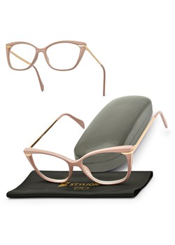 Plusy +2.50 damskie okulary do czytania korekcyjne Kocie Oczy ST327A pudrowy róż + złoto ze sklepu Stylion w kategorii Okulary korekcyjne damskie - zdjęcie 185962286