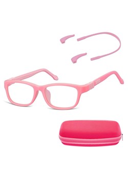 Elastyczne dziecięce oprawki okularowe zerówki prostokątne + gumka Sunoptic K5B różowe ze sklepu Stylion w kategorii Okulary przeciwsłoneczne męskie - zdjęcie 185962895