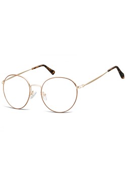 Lenonki okrągłe Okulary oprawki optyczne 915A złoto-brązowe ze sklepu Stylion w kategorii Okulary korekcyjne damskie - zdjęcie 185963045