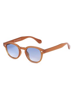 Karmelowe okulary przeciwsłoneczne owalne z niebieskimi soczewkami w kat.2 SVM-14A ze sklepu Stylion w kategorii Okulary przeciwsłoneczne damskie - zdjęcie 185963208