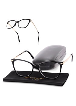Plusy +1.50 damskie okulary do czytania korekcyjne Kocie Oczy z flexami ST320 czarno-złote ze sklepu Stylion w kategorii Okulary korekcyjne damskie - zdjęcie 185963635