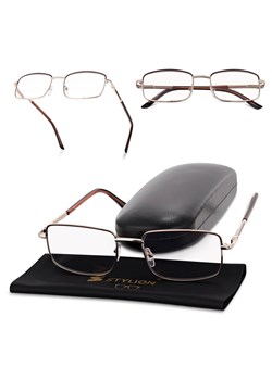 Plusy +1.00 Fotochromowe korekcyjne okulary do czytania z flexami ST334 złoty/brąz ze sklepu Stylion w kategorii Okulary korekcyjne damskie - zdjęcie 185963735