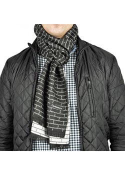 Ciepły Cashmere szalik męski geometryczny SZA-31 czarno-biały ze sklepu Stylion w kategorii Szaliki męskie - zdjęcie 185964189