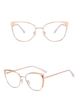 Złote Okulary kocie do komputera damskie z filtrem BLUE Light zerówki 2585-4 ze sklepu Stylion w kategorii Okulary zerówki damskie - zdjęcie 185964248