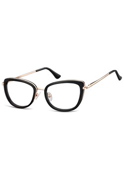 Okulary oprawki korekcyjne kocie oczy zerówki Sunoptic flex MTR-99B czarno-złote ze sklepu Stylion w kategorii Okulary korekcyjne damskie - zdjęcie 185964318