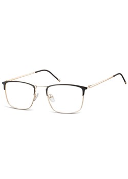Oprawki korekcyjne zerówki okulary męskie prostokątne 893 złoty + czarny ze sklepu Stylion w kategorii Okulary korekcyjne męskie - zdjęcie 185964349