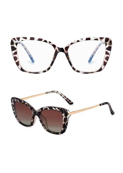 Damskie okulary do komputera z nakładką przeciwsłoneczną Clip-on 25115C ze sklepu Stylion w kategorii Okulary przeciwsłoneczne damskie - zdjęcie 185964535