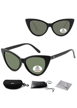 Czarne damskie okulary przeciwsłoneczne z polaryzacją Kocie Oczy MP71A ze sklepu Stylion w kategorii Okulary przeciwsłoneczne damskie - zdjęcie 185964618