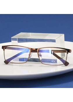 Męskie aluminiowe okulary zerówki do komputera BLUE LIGHT brązowe 25125D ze sklepu Stylion w kategorii Okulary zerówki męskie - zdjęcie 185964795