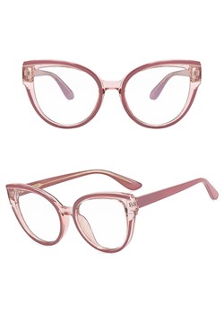 Damskie kocie okulary zerówki do komputera BLUE LIGHT na teleskopach 25128C Brudny Róż/Transparentny ze sklepu Stylion w kategorii Okulary zerówki damskie - zdjęcie 185964848