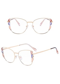 Damskie kocie okulary zerówki do komputera BLUE LIGHT z flexami 25129G ze sklepu Stylion w kategorii Okulary zerówki damskie - zdjęcie 185964867