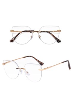 Damskie bezramkowe kocie okulary zerówki do komputera BLUE LIGHT z flexami 25112C złoty/panterka - id: 8277 - marki Stylion - 185965095 Damskie bezramkowe kocie okulary zerówki do komputera BLUE LIGHT z flexami 25112C złoty/panterka ze sklepu Stylion w kategorii Okulary zerówki damskie - zdjęcie 185965095