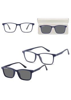 Prostokątne okulary pod korekcję z polaryzacyjną Nakładką przeciwsłoneczną na magnes CLIP-TRC-188B-1 ze sklepu Stylion w kategorii Okulary korekcyjne damskie - zdjęcie 185965148