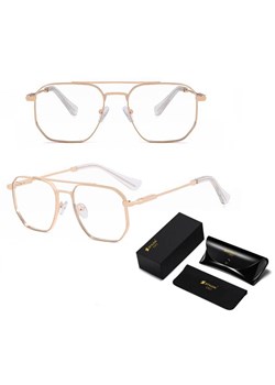 Okulary pilotki zerówki do komputera BLUE LIGHT z flexami 25140A złote - id: 8370 - marki Stylion - 185965155 Okulary pilotki zerówki do komputera BLUE LIGHT z flexami 25140A złote ze sklepu Stylion w kategorii Okulary zerówki damskie - zdjęcie 185965155