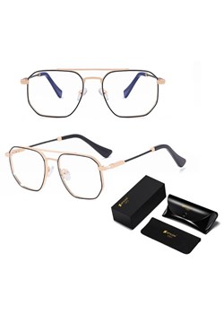 Okulary pilotki zerówki do komputera BLUE LIGHT z flexami 25140B gold/black ze sklepu Stylion w kategorii Okulary zerówki damskie - zdjęcie 185965156
