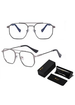 Okulary pilotki zerówki do komputera BLUE LIGHT z flexami 25140C gray/black ze sklepu Stylion w kategorii Okulary zerówki damskie - zdjęcie 185965157