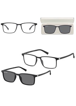 Prostokątne okulary pod korekcję z polaryzacyjną Nakładką przeciwsłoneczną na magnes CLIP-TRC-191-1 ze sklepu Stylion w kategorii Okulary korekcyjne damskie - zdjęcie 185965177