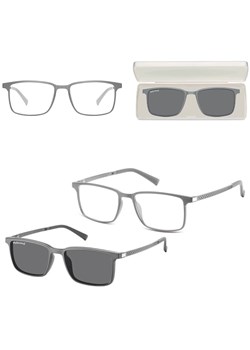 Prostokątne okulary pod korekcję z polaryzacyjną Nakładką przeciwsłoneczną na magnes CLIP-TRC-191C-1 ze sklepu Stylion w kategorii Okulary korekcyjne damskie - zdjęcie 185965179
