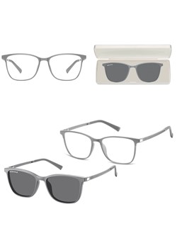 Prostokątne okulary pod korekcję z polaryzacyjną Nakładką przeciwsłoneczną na magnes CLIP-TRC-193C-1 - id: 8421 - marki Sunoptic - 185965195 Prostokątne okulary pod korekcję z polaryzacyjną Nakładką przeciwsłoneczną na magnes CLIP-TRC-193C-1 ze sklepu Stylion w kategorii Okulary korekcyjne damskie - zdjęcie 185965195