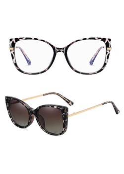 2w1 Okulary damskie do komputera z nakładką przeciwsłoneczną na magnes Clip-On 25138A panterkowe - id: 626 - marki Stylion - 185965197 2w1 Okulary damskie do komputera z nakładką przeciwsłoneczną na magnes Clip-On 25138A panterkowe ze sklepu Stylion w kategorii Okulary przeciwsłoneczne damskie - zdjęcie 185965197