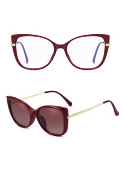 2w1 Okulary damskie do komputera z nakładką przeciwsłoneczną na magnes Clip-On 25138C bordowe ze sklepu Stylion w kategorii Okulary przeciwsłoneczne damskie - zdjęcie 185965208