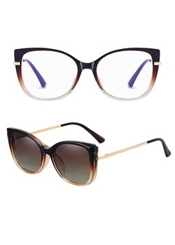 2w1 Okulary damskie do komputera z nakładką przeciwsłoneczną na magnes Clip-On 25138D brązowe - id: 629 - marki Stylion - 185965218 2w1 Okulary damskie do komputera z nakładką przeciwsłoneczną na magnes Clip-On 25138D brązowe ze sklepu Stylion w kategorii Okulary przeciwsłoneczne damskie - zdjęcie 185965218