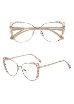 Damskie kocie okulary zerówki do komputera BLUE LIGHT z flexami 25136D peach/gold - id: 635 - marki Stylion - 185965247 Damskie kocie okulary zerówki do komputera BLUE LIGHT z flexami 25136D peach/gold ze sklepu Stylion w kategorii Okulary przeciwsłoneczne damskie - zdjęcie 185965247