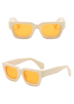 Okulary przeciwsłoneczne z filtrem UV400 STL21C kremowe + akcesoria ze sklepu Stylion w kategorii Okulary przeciwsłoneczne damskie - zdjęcie 185965287