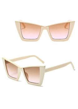 Okulary przeciwsłoneczne Kocie z filtrem UV400 STL31B kremowe + akcesoria ze sklepu Stylion w kategorii Okulary przeciwsłoneczne damskie - zdjęcie 185965356