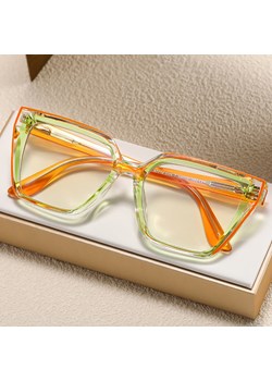 Damskie kocie okulary zerówki do komputera BLUE LIGHT na teleskopach 25152F Zielony/Pomarańcz ze sklepu Stylion w kategorii Okulary zerówki damskie - zdjęcie 185965458