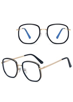 Damskie owalne okulary zerówki do komputera BLUE LIGHT na teleskopach 25155 Czarny/Złoty ze sklepu Stylion w kategorii Okulary zerówki damskie - zdjęcie 185965459