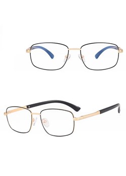 Metalowe okulary zerówki z filtrem Blue Light do komputera 25154A złote/czarne + akcesoria ze sklepu Stylion w kategorii Okulary zerówki męskie - zdjęcie 185965466