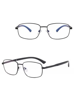 Metalowe okulary zerówki z filtrem Blue Light do komputera 25154B Czarne + akcesoria ze sklepu Stylion w kategorii Okulary zerówki męskie - zdjęcie 185965467
