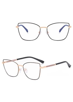 Damskie okulary Kocie Oczy zerówki do komputera BLUE LIGHT na teleskopach 25156B Czarny/Złoty ze sklepu Stylion w kategorii Okulary zerówki damskie - zdjęcie 185965477