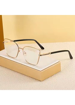 Damskie okulary Kocie Oczy zerówki do komputera BLUE LIGHT z fleksami 25145 Złoty/Czarny ze sklepu Stylion w kategorii Okulary zerówki damskie - zdjęcie 185965495