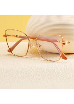 Damskie okulary Kocie Oczy zerówki do komputera BLUE LIGHT z fleksami 25145C Złoty/Beż - id: 8742 - marki Stylion - 185965498 Damskie okulary Kocie Oczy zerówki do komputera BLUE LIGHT z fleksami 25145C Złoty/Beż ze sklepu Stylion w kategorii Okulary zerówki damskie - zdjęcie 185965498