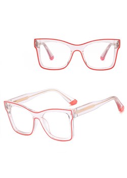 Damskie kwadratowe okulary zerówki do komputera BLUE LIGHT z flexami 25157D Transparentny/Róż ze sklepu Stylion w kategorii Okulary zerówki damskie - zdjęcie 185965506