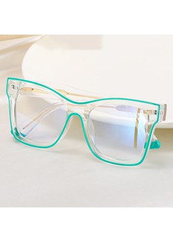 Damskie kwadratowe okulary zerówki do komputera BLUE LIGHT z flexami 25157F Transparentny/Zielony ze sklepu Stylion w kategorii Okulary zerówki damskie - zdjęcie 185965509