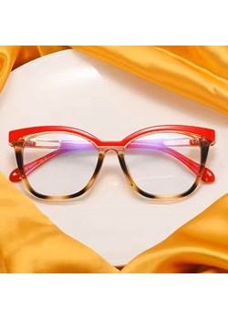 Damskie kocie oczy okulary zerówki do komputera BLUE LIGHT 25144G Czerwony/Panterka ze sklepu Stylion w kategorii Okulary zerówki damskie - zdjęcie 185965517