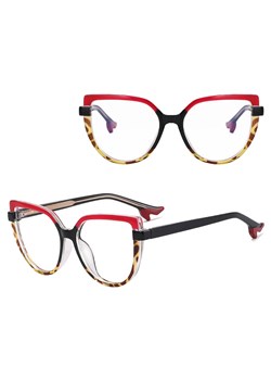 Damskie Okulary NA OBCASIE zerówki do komputera kocie BLUE LIGHT 25159F Czerwone/Panterkowe ze sklepu Stylion w kategorii Okulary zerówki damskie - zdjęcie 185965538