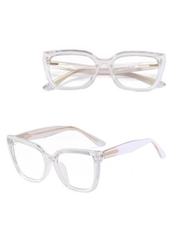 Damskie okulary kocie oczy zerówki do komputera BLUE LIGHT 25150F transparentny/biały ze sklepu Stylion w kategorii Okulary zerówki damskie - zdjęcie 185965598