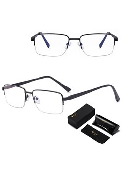 Metalowe półramkowe okulary zerówki z filtrem Blue Light do komputera 25147 czarne ze sklepu Stylion w kategorii Okulary przeciwsłoneczne męskie - zdjęcie 185965608