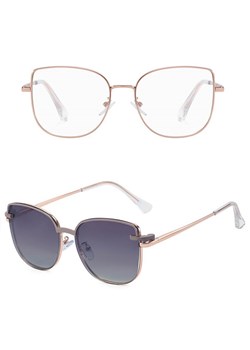 2w1 Okulary damskie do komputera + nakładka przeciwsłoneczna na magnes Clip-On 25162A fiolet/złoty - id: 8879 - marki Stylion - 185965616 2w1 Okulary damskie do komputera + nakładka przeciwsłoneczna na magnes Clip-On 25162A fiolet/złoty ze sklepu Stylion w kategorii Oprawki do okularów damskie - zdjęcie 185965616