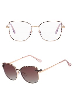 2w1 Okulary damskie do komputera + nakładka przeciwsłoneczna na magnes Clip-On 25162B panterka/złoty ze sklepu Stylion w kategorii Okulary przeciwsłoneczne damskie - zdjęcie 185965617