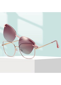 2w1 Okulary damskie do komputera + nakładka przeciwsłoneczna na magnes Clip-On 25162D róż/złoty ze sklepu Stylion w kategorii Oprawki do okularów damskie - zdjęcie 185965619