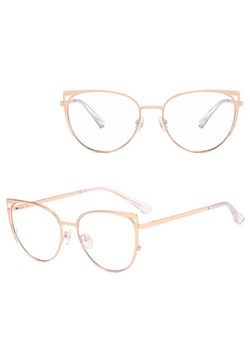 Damskie okulary kocie zerówki do komputera BLUE LIGHT 25158A Złoty ze sklepu Stylion w kategorii Okulary zerówki damskie - zdjęcie 185965626