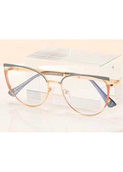 Damskie okulary kocie zerówki do komputera BLUE LIGHT 25158E Złoty/Szary ze sklepu Stylion w kategorii Okulary zerówki damskie - zdjęcie 185965629