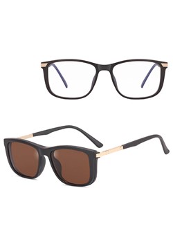 2w1 Okulary do komputera + nakładka przeciwsłoneczna na magnes Clip-On 25160B brązowy ze sklepu Stylion w kategorii Oprawki do okularów damskie - zdjęcie 185965645