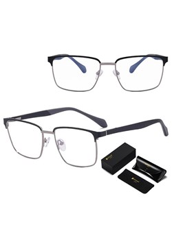Metalowe męskie okulary zerówki z filtrem Blue Light do komputera 25141B czarne/srebrne + akcesoria - id: 8924 - marki Stylion - 185965657 Metalowe męskie okulary zerówki z filtrem Blue Light do komputera 25141B czarne/srebrne + akcesoria ze sklepu Stylion w kategorii Okulary zerówki męskie - zdjęcie 185965657