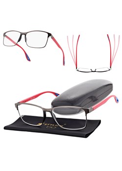 Plusy +1.75 Męskie okulary do czytania korekcyjne ST337 grafit/czerwony ze sklepu Stylion w kategorii Okulary korekcyjne męskie - zdjęcie 185965689
